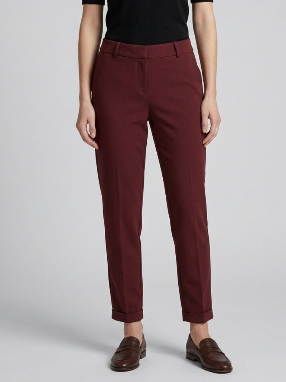 Le Château Burgundy Trousers with Sewn Cuffs